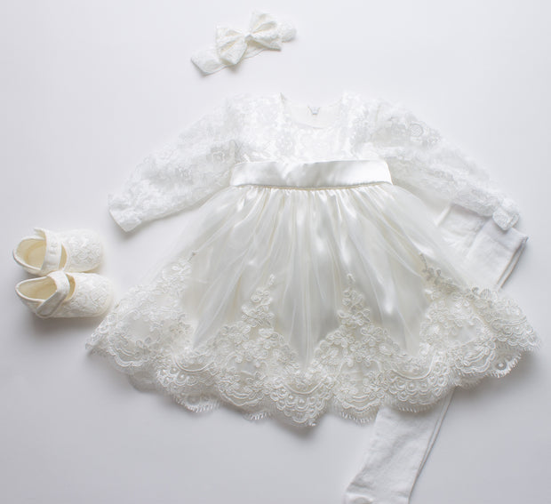 White Lacy Dress 0-3 months