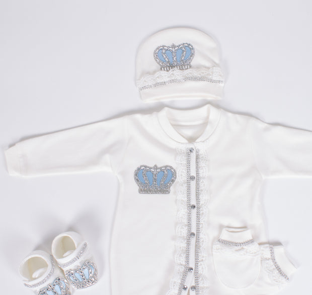 Baby Boys Light Blue Crown Set