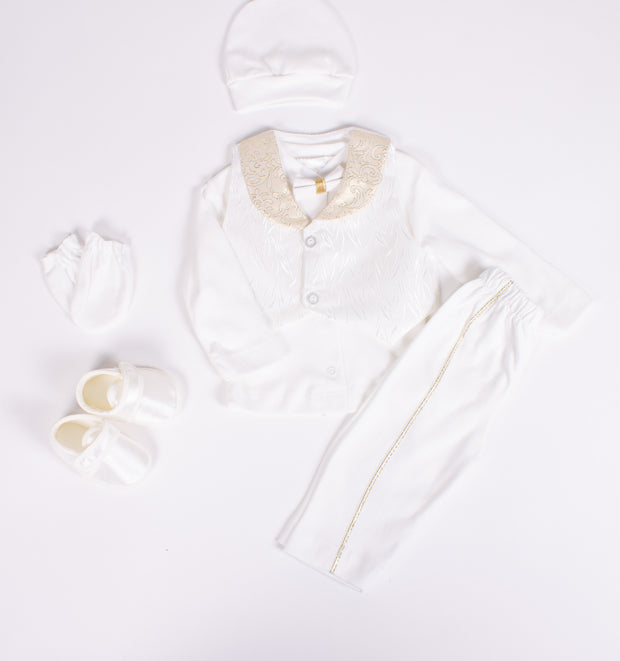 White & Gold Bow Tie Set