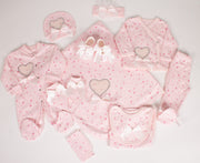 Baby Girls 10 Piece Pink Heart Set