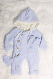 Baby Boys Blue Warm Jumpsuit With Mittens & Socks