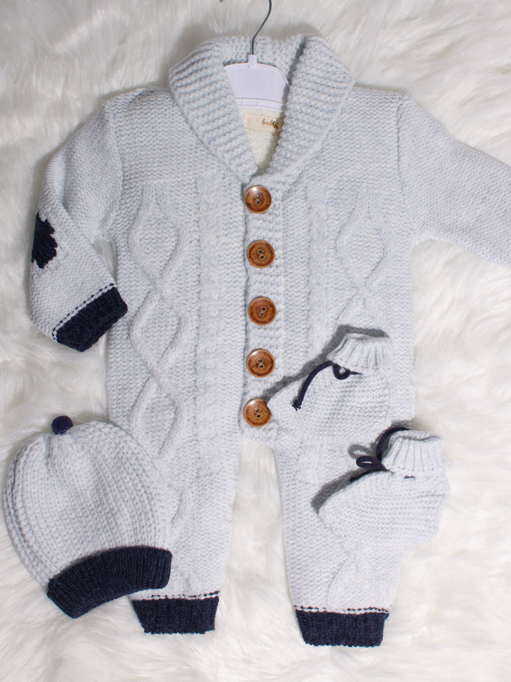Baby Boys Fall-Winter Jumpsuit With Hat & Socks