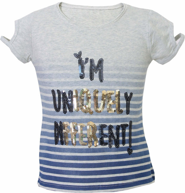 Blue and Gray Uniquely Different T-shirt - Elma's Clothing