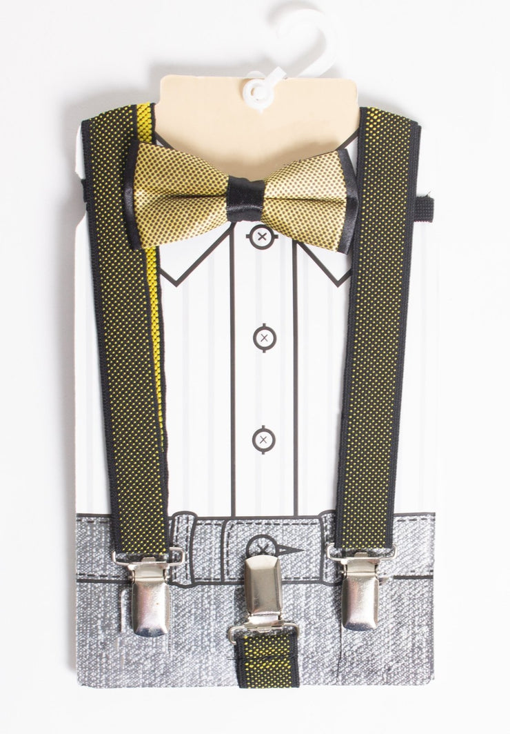 Boys Gold/ Black Suspenders & Bow Tie - Elma's Clothing