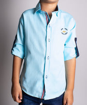Boys Long Sleeve Aqua Shirt - Elma's Clothing