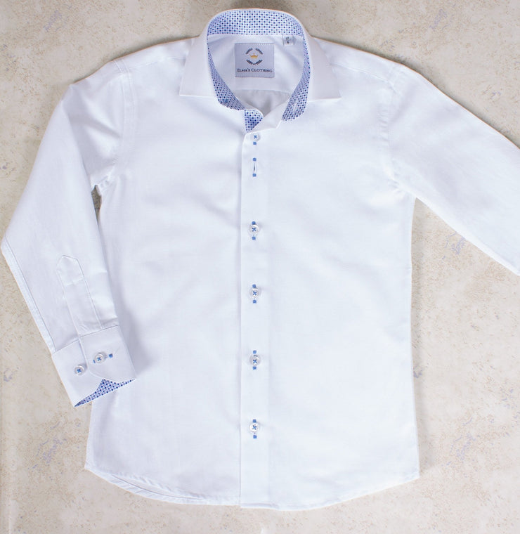 Boy's White Long Sleeve Dress Shirt - Elma's Clothing