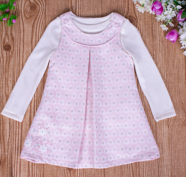 Girls' 2 Piece Pink Overall Dress - Elma's Clothing