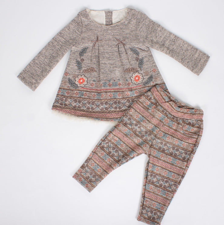 Girls' Brown Top and Bottom Set - Elma's Clothing