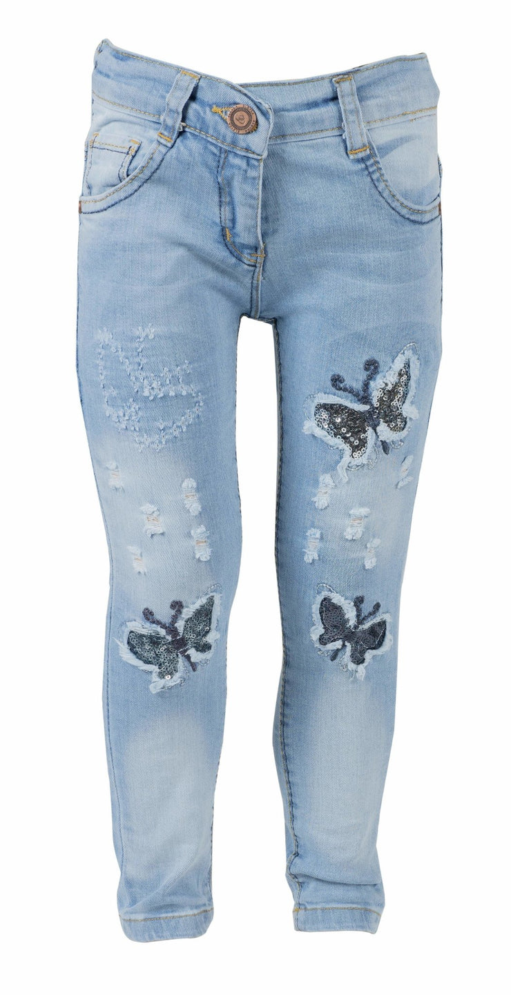Girls' Butterfly Jeans Black - Elma's Clothing