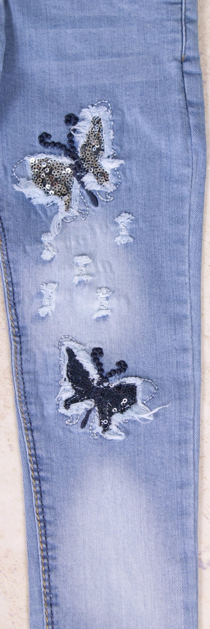 Girls' Butterfly Jeans Black - Elma's Clothing