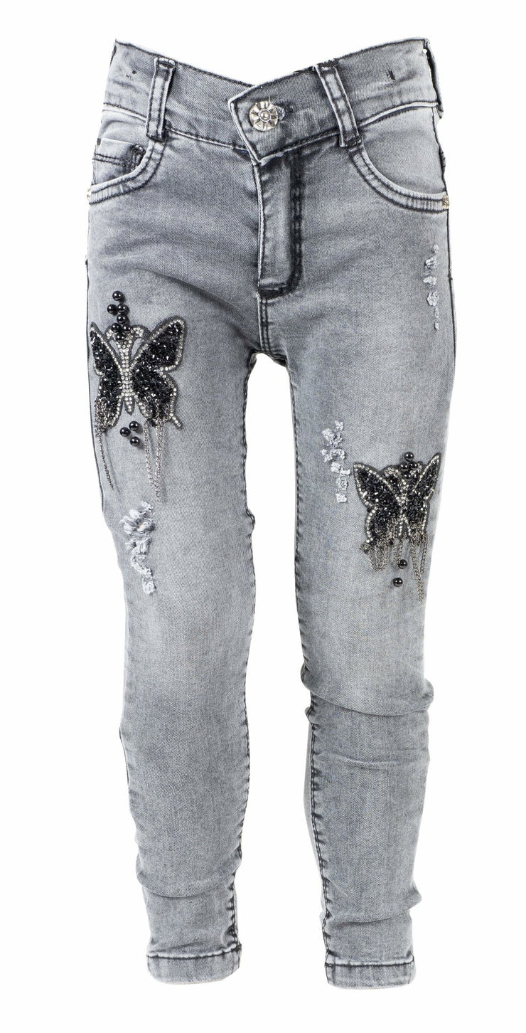 Girls' Butterfly Jeans Pant - Elma's Clothing