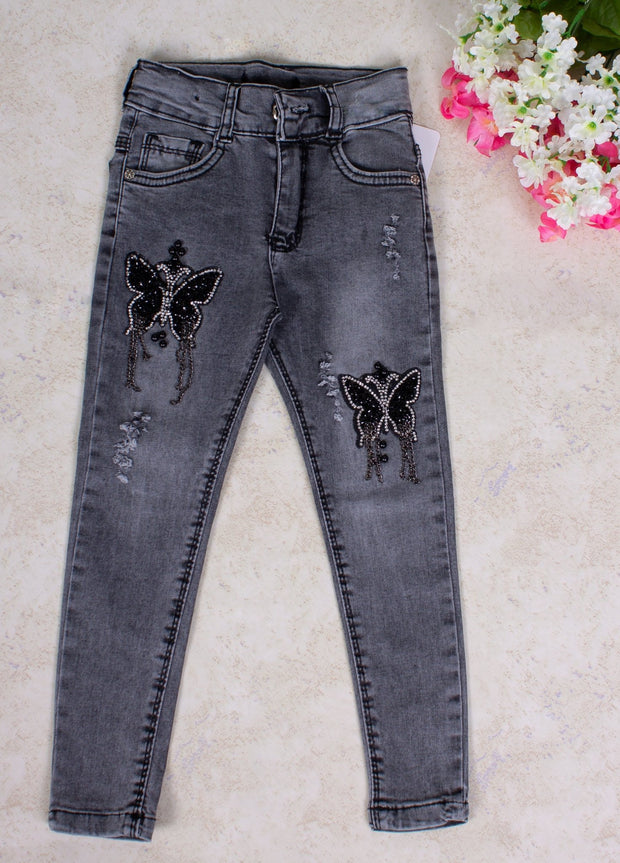 Girls' Butterfly Jeans Pant - Elma's Clothing