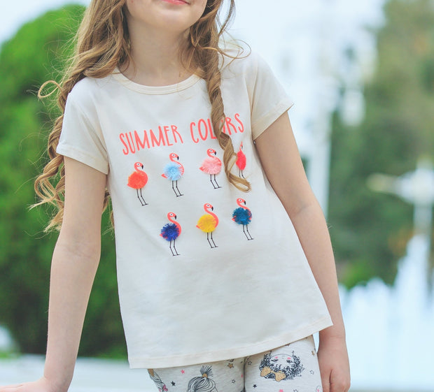 Girls' Flamingo T-shirt - Elma's Clothing