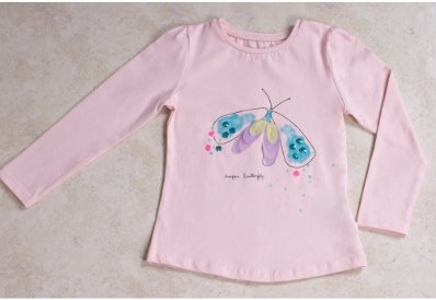 Girls' Pink Butterfly Long Sleeves T-shirt - Elma's Clothing