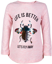 Girls' Pink Long Sleeve Beetle T-shirt - Elma's Clothing
