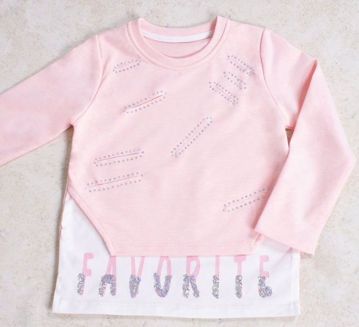 Girls' Pink Two Layer Top - Elma's Clothing