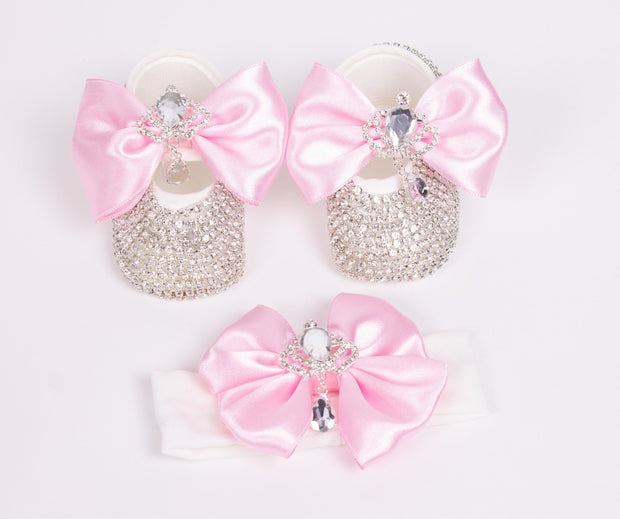 Girls Silver Crown Shoes with Band - Elma's Clothing
