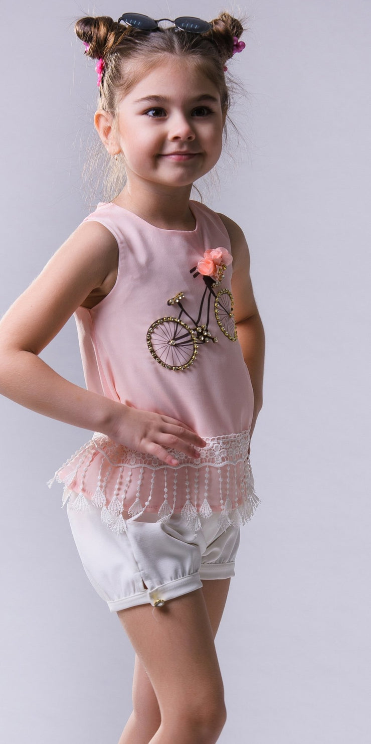 Girls Summer Pink Bicycle Set - Elma's Clothing