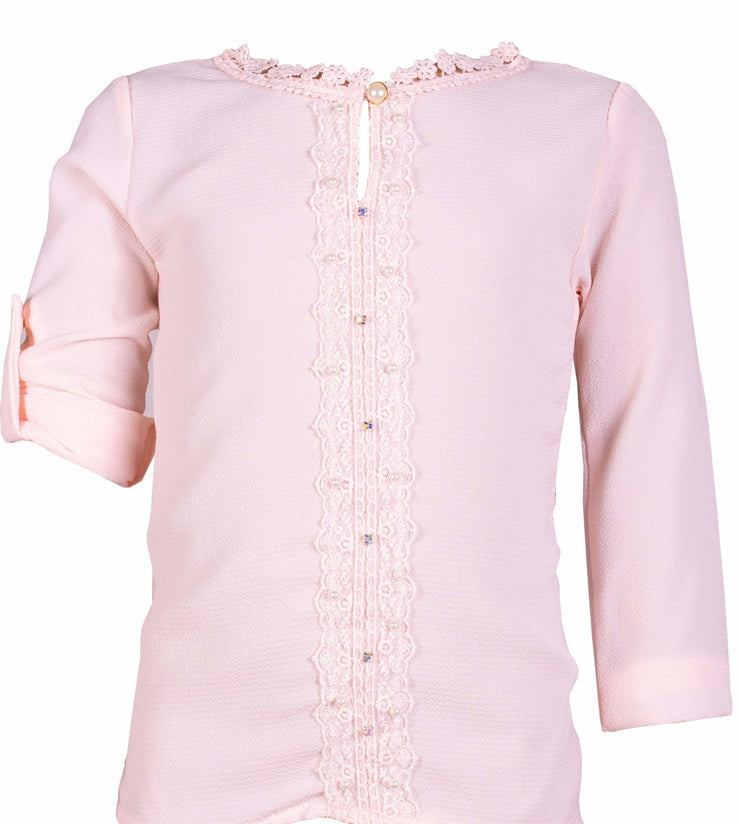 Girls Top with Crystals and Pearls - Elma's Clothing