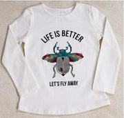 Girls' White Beetle T-shirt - Elma's Clothing