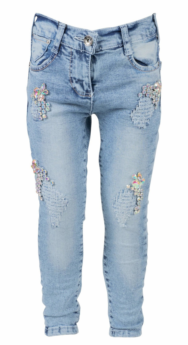 Girls' White Butterfly Jeans - Elma's Clothing