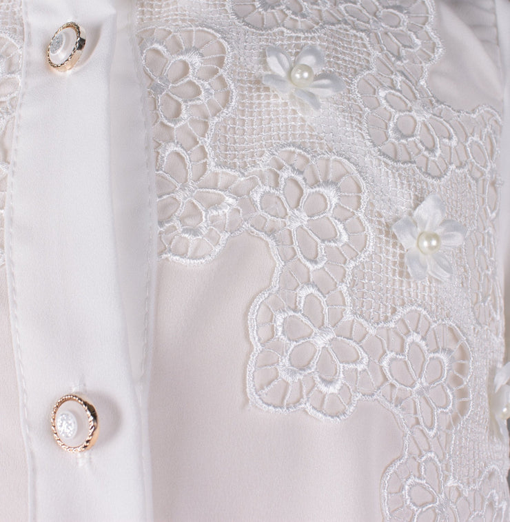 Girls' White Button Down Shirt - Elma's Clothing