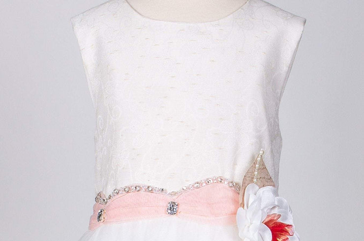 Girls' White Seline Dress - Elma's Clothing