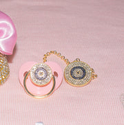 Pink Crystal Pacifier with Clip - Elma's Clothing