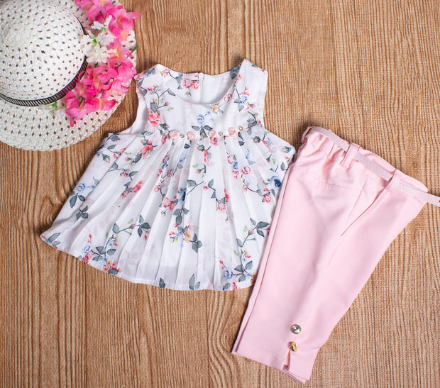 Pink Rose Set With Capri Pants - Elma's Clothing