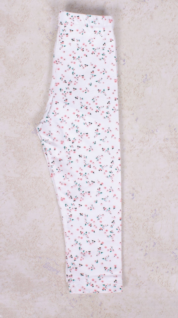 White Floral Leggings - Elma's Clothing